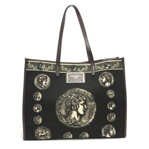 DOLCE & GABBANA Coin Motif Tote Bag Hand Bag Brown